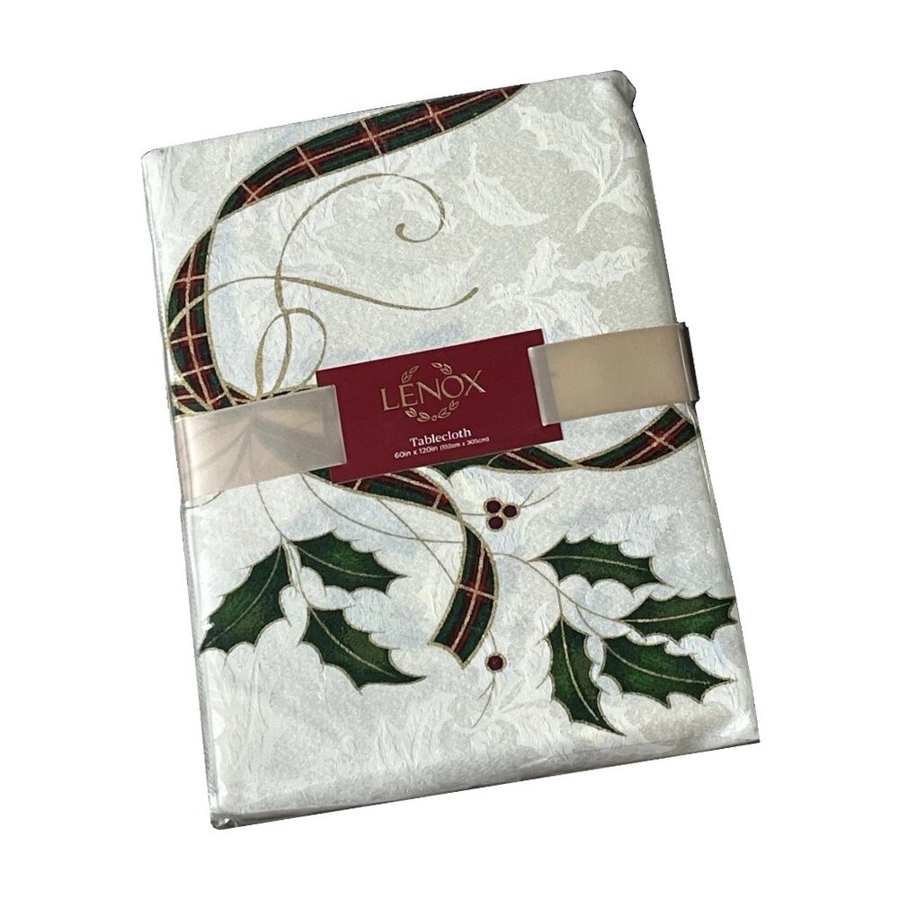 new Lenox 60x120" Oblong / Rectangle Christmas Holiday Nouveau Fabric Tablecloth